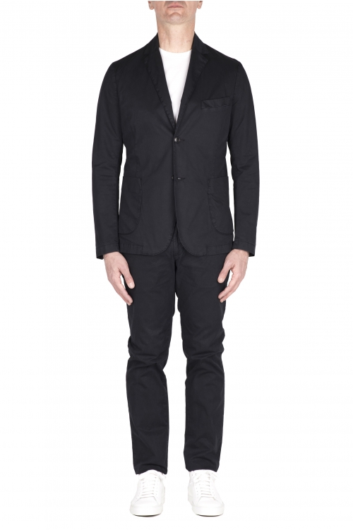 SBU 03218_2021SS Blue cotton sport suit blazer and trouser 01