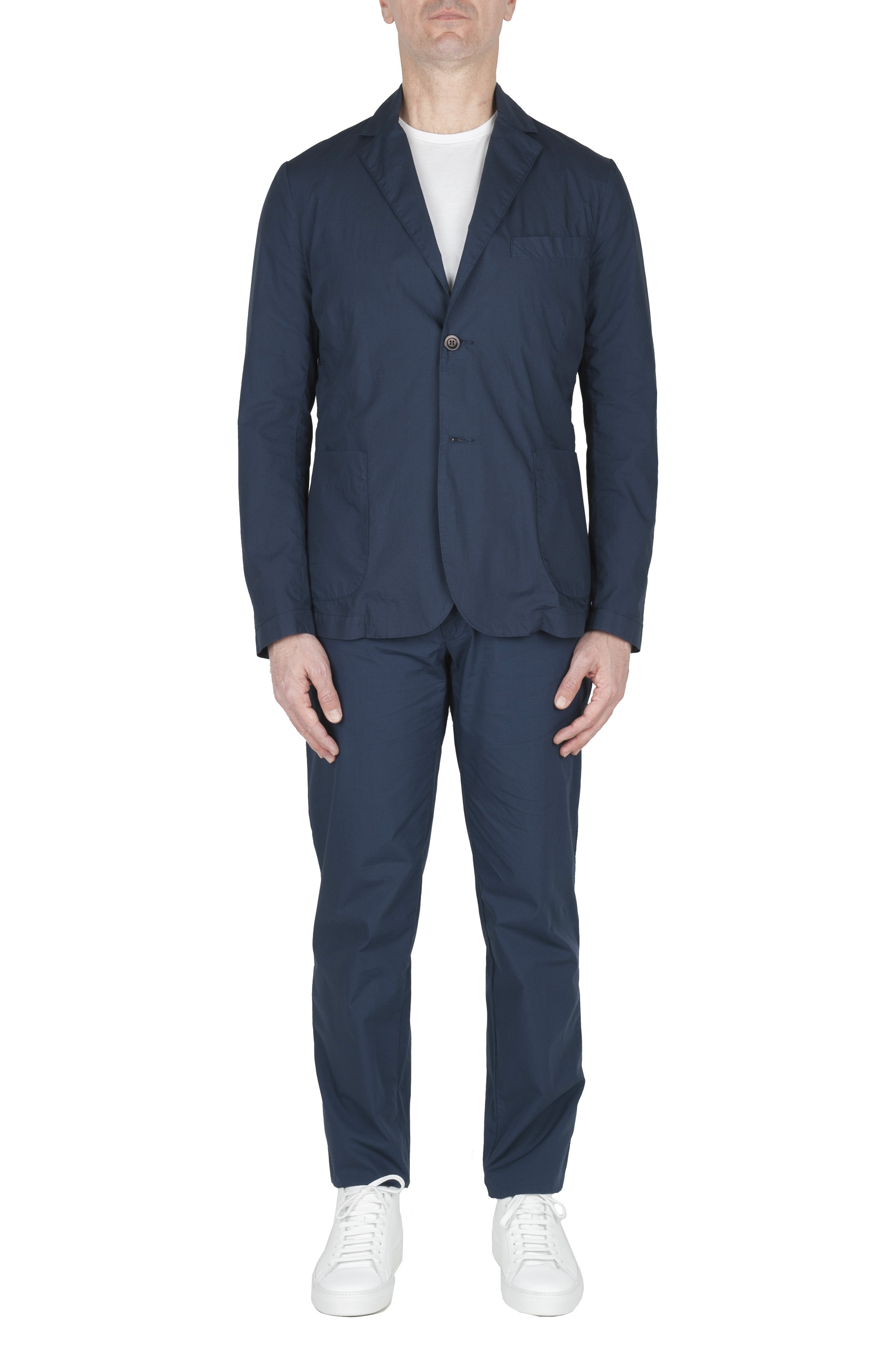 SBU 03220_2021SS Blue cotton sport suit blazer and trouser 01