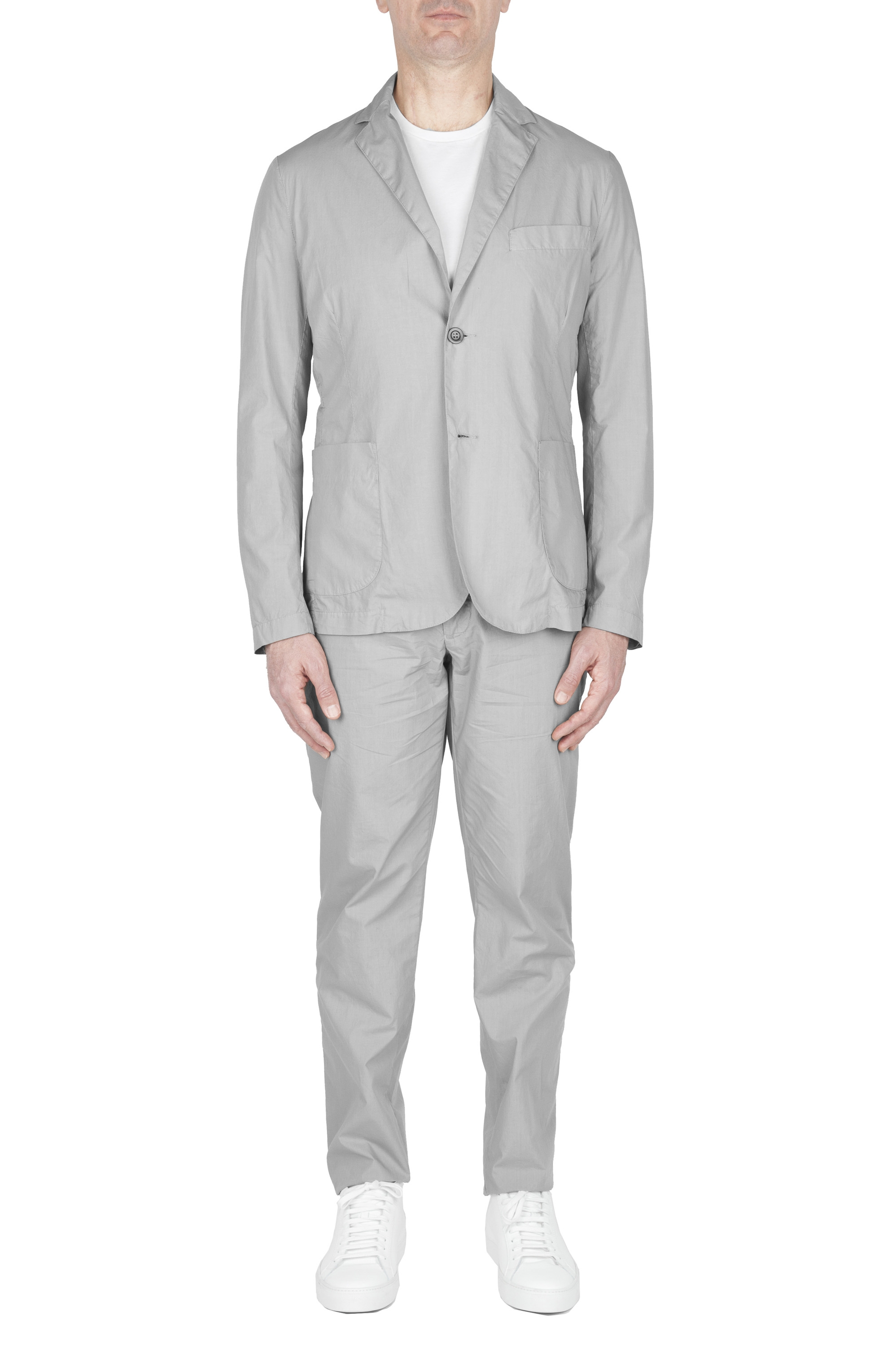 SBU 03221_2021SS Abito in cotone completo di giacca e pantalone grigio chiaro 01