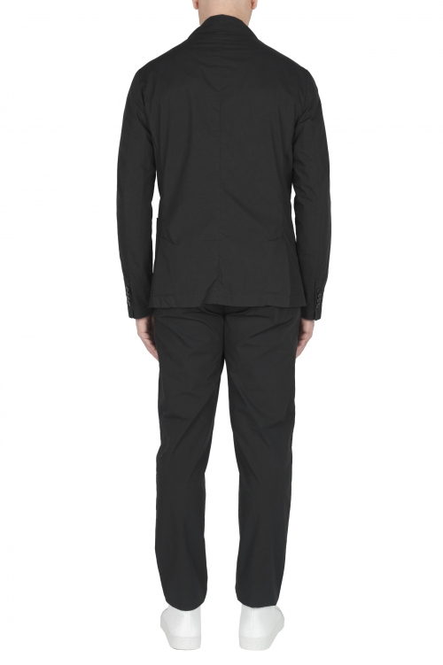 SBU 03222_2021SS Black cotton sport suit blazer and trouser 01