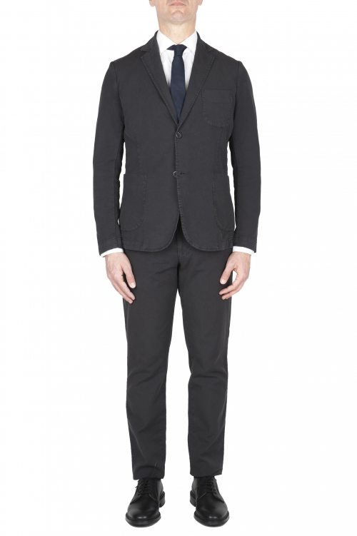 SBU 03223_2021SS Anthracite cotton sport suit blazer and trouser 01