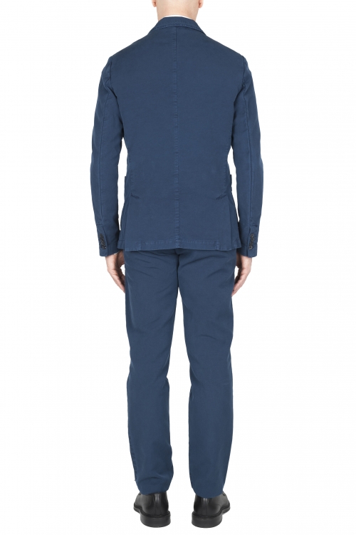 SBU 03224_2021SS Blue cotton sport suit blazer and trouser 01