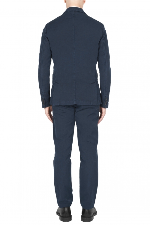 SBU 03228_2021SS Navy blue cotton sport suit blazer and trouser 01
