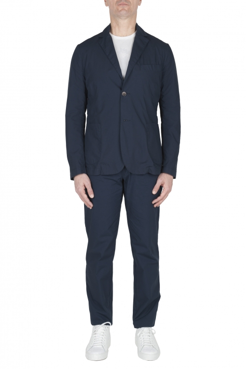 SBU 03229_2021SS Navy blue cotton sport suit blazer and trouser 01