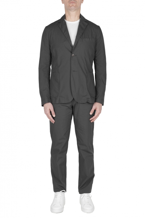 SBU 03231_2021SS Dark grey cotton sport suit blazer and trouser 01