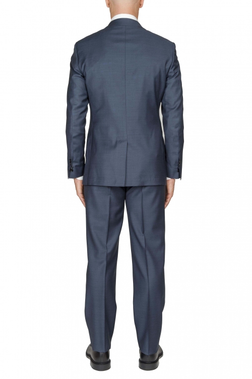 SBU 03235_2021SS Blazer y pantalón formal de lana fresca azul para hombre 01