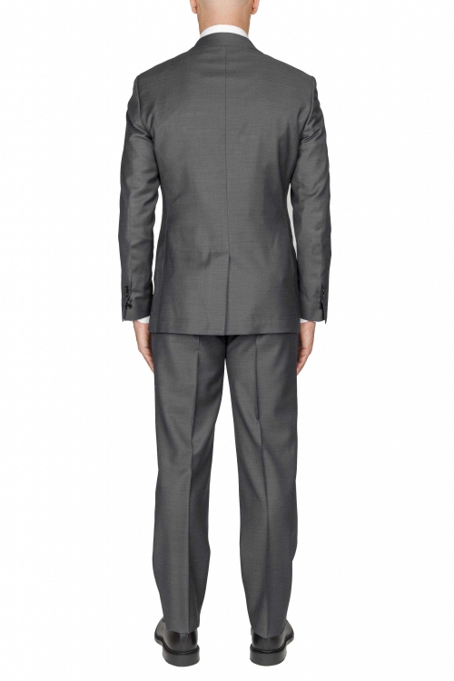 SBU 03236_2021SS Blazer et pantalon de costume gris en fresco de laine pour hommes 01
