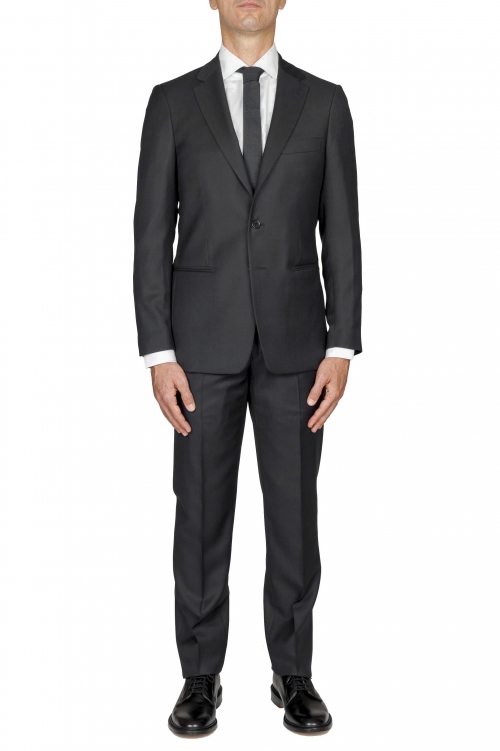 SBU 03240_2021SS Men's dark grey cool wool formal suit partridge eye blazer and trouser 01