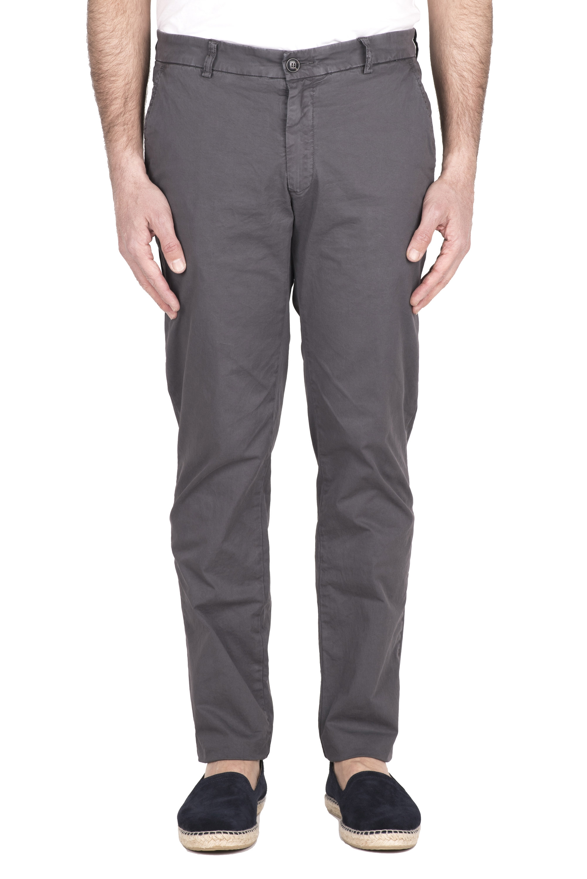 SBU 03251_2021SS Pantalón chino clásico en algodón elástico gris 01