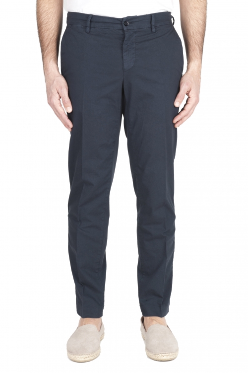 SBU 03252_2021SS Pantaloni chino classici in cotone elasticizzato blu navy 01