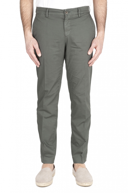 SBU 03253_2021SS Classic chino pants in green stretch cotton 01