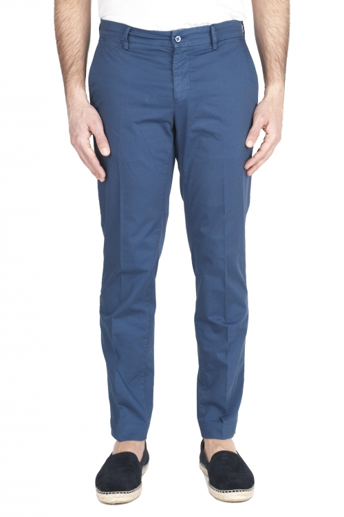 SBU 03255_2021SS Classic chino pants in blue stretch cotton 01
