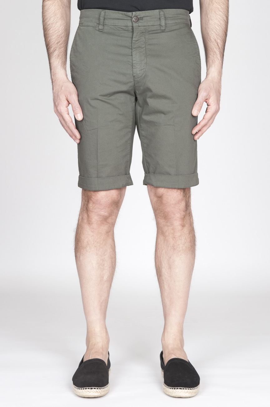 SBU - Strategic Business Unit - Classic Short Pants In Military Green Stretch Cotton