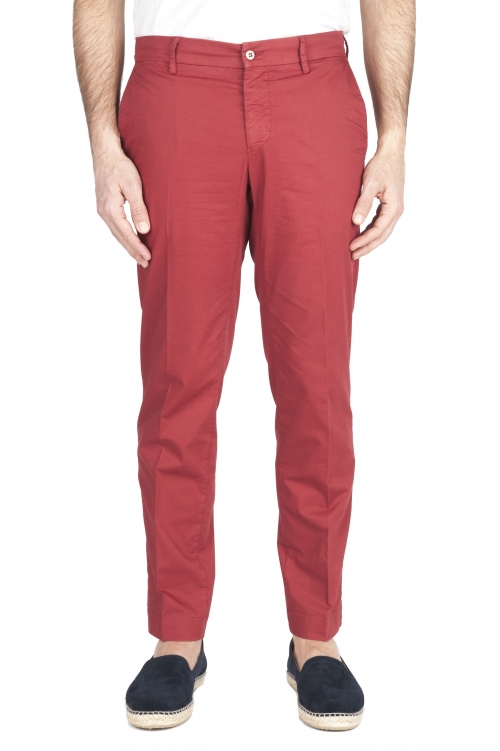 SBU 03257_2021SS Pantaloni chino classici in cotone elasticizzato rosso 01