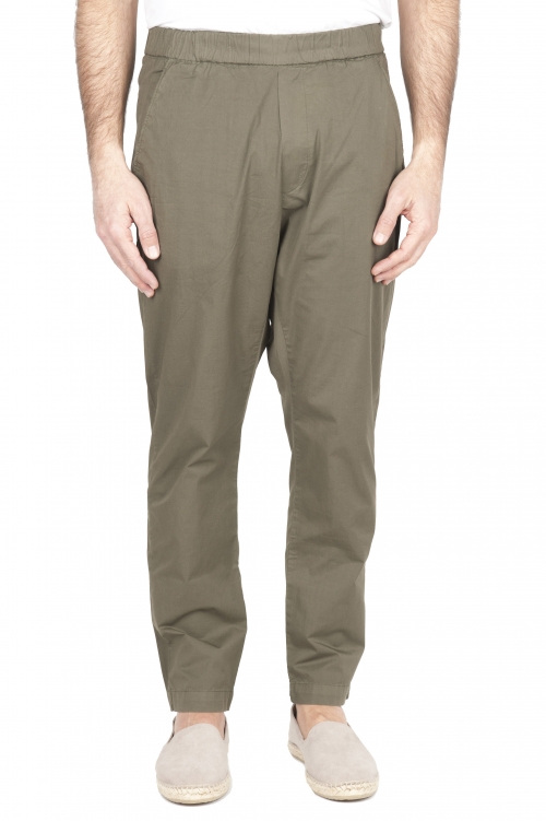 SBU 03263_2021SS Pantaloni jolly ultra leggeri in cotone elasticizzato verde 01