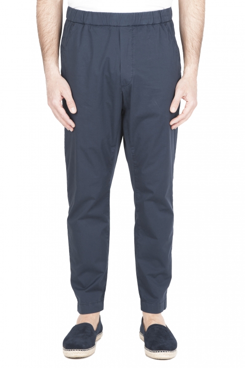SBU 03264_2021SS Ultra-light jolly pants in blue stretch cotton 01