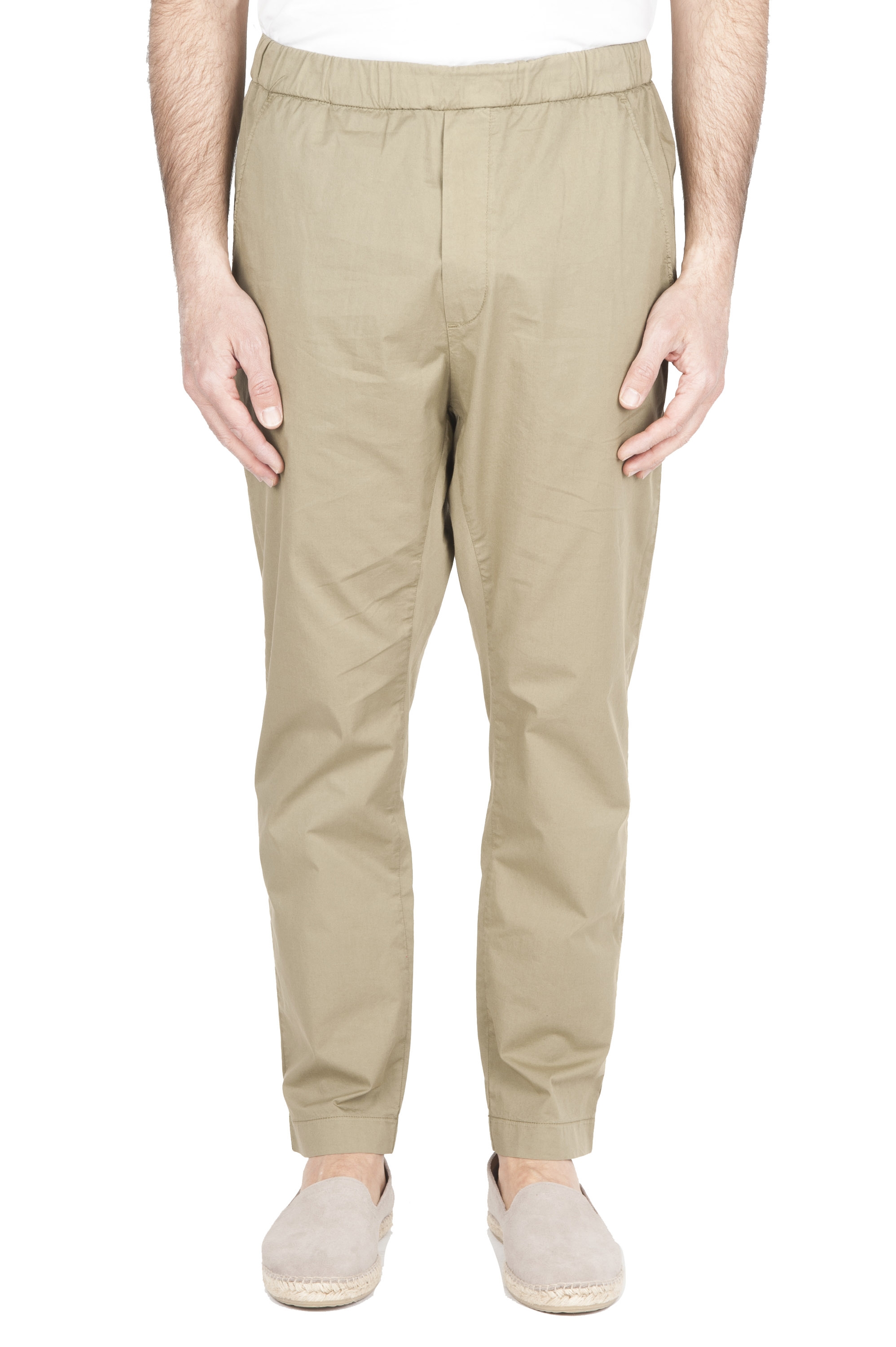 SBU 03265_2021SS Pantaloni jolly ultra leggeri in cotone elasticizzato verdi 01