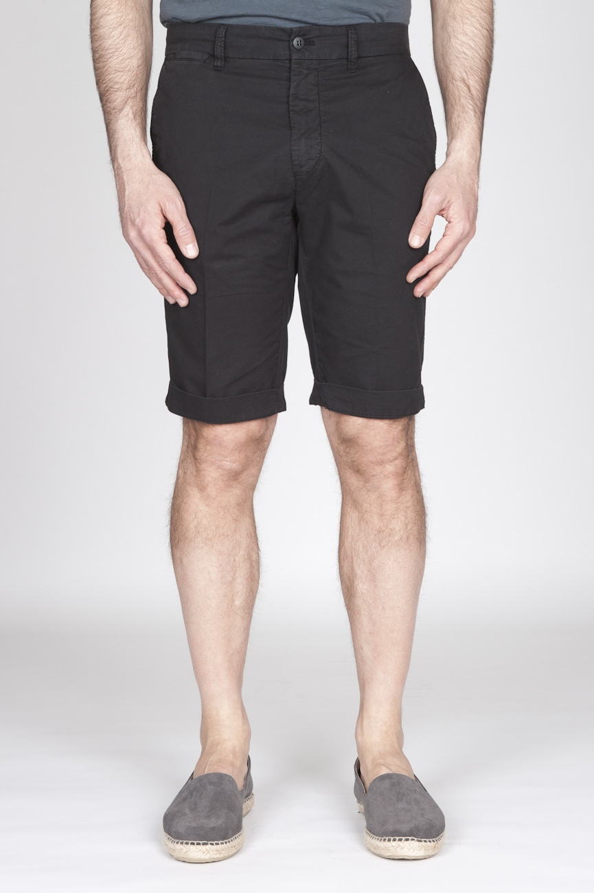 Bermuda Shorts In Cotone Elasticizzato Nero