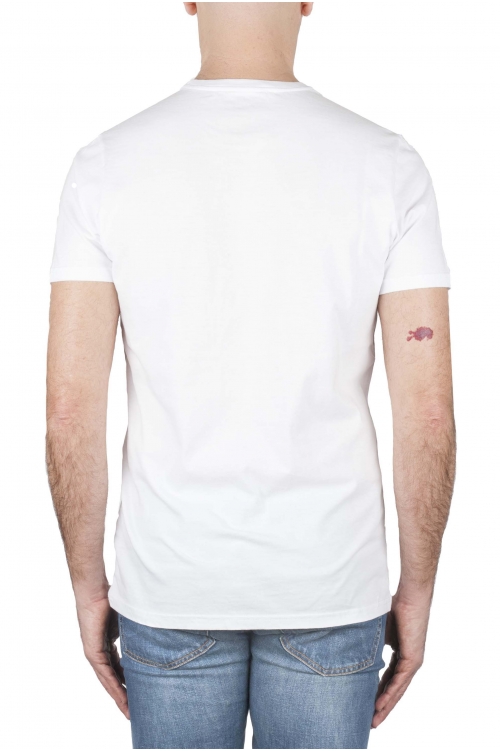 SBU 02844_2021SS T-shirt girocollo classica a maniche corte in cotone grafica stampata blu e bianca 01