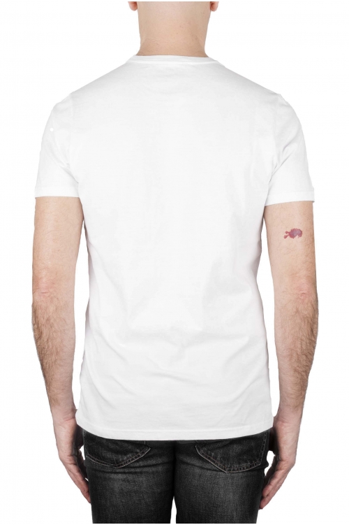 SBU 02845_2021SS Shirt classique gris et blanche col rond manches courtes en coton graphique imprimé 01