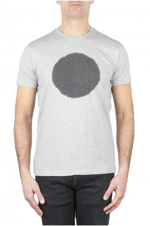SBU 02846_2021SS T-shirt girocollo classica a maniche corte in cotone grafica stampata nera e grigia 01