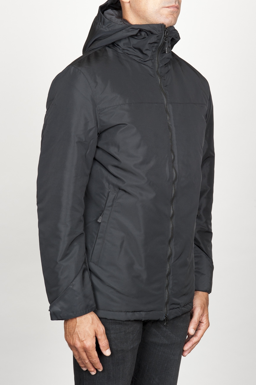 Technical waterproof padded short parka jacket black