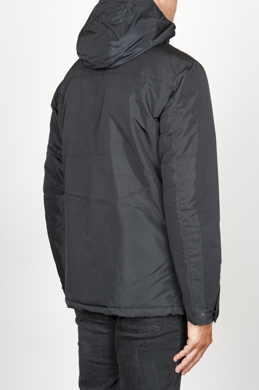 Technical waterproof padded short parka jacket black