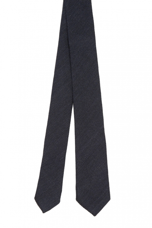 SBU 01569_2021SS Corbata clásica de punta fina en lana y seda negra 01