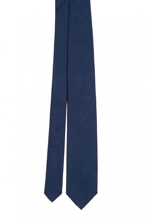 SBU 01574_2021SS Corbata clásica de punta fina en seda azul 01
