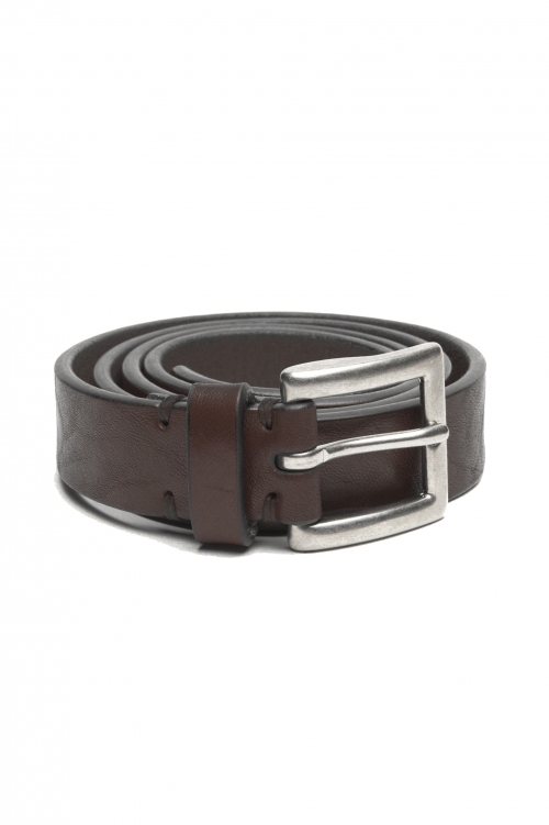 SBU 03016_2021SS Brown bullhide leather belt 0.9 inches 01