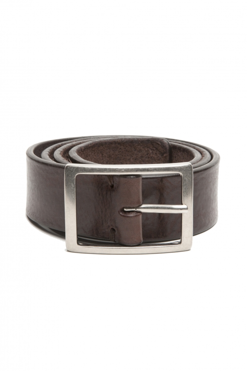 SBU 03027_2021SS Brown bullhide leather belt 1.4 inches 01