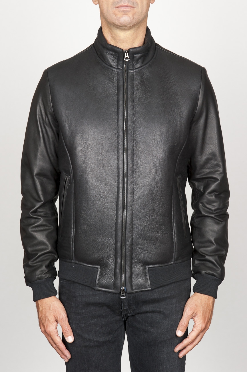SBU 00906 Classic flight jacket in black lambskin leather 01