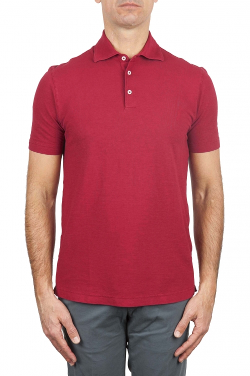 SBU 03288_2021SS Classic short sleeve red cotton crepe polo shirt 01