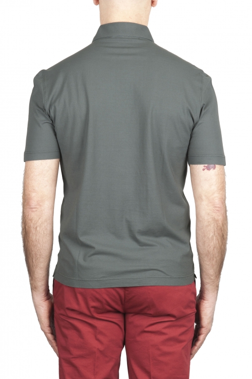 SBU 03291_2021SS Short sleeve grey cotton crepe polo shirt  01