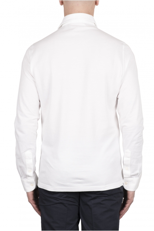 SBU 03296_2021SS Long sleeve white pique polo shirt 01
