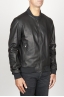 SBU 00908 Classic bomber jacket in black calf-skin leather 02