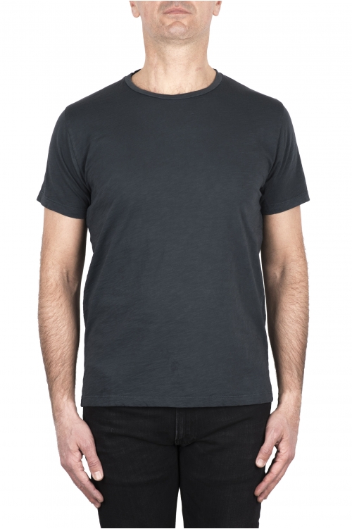SBU 03308_2021SS Camiseta de algodón flameado con cuello redondo gris plomo 01