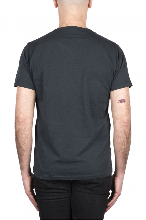SBU 03308_2021SS Camiseta de algodón flameado con cuello redondo gris plomo 01