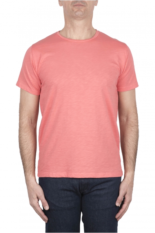 SBU 03309_2021SS Camiseta de algodón flameado con cuello redondo salmón 01