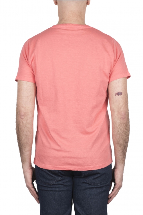 SBU 03309_2021SS Camiseta de algodón flameado con cuello redondo salmón 01