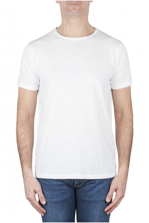 SBU 03314_2021SS T-shirt girocollo aperto in cotone fiammato bianca 01