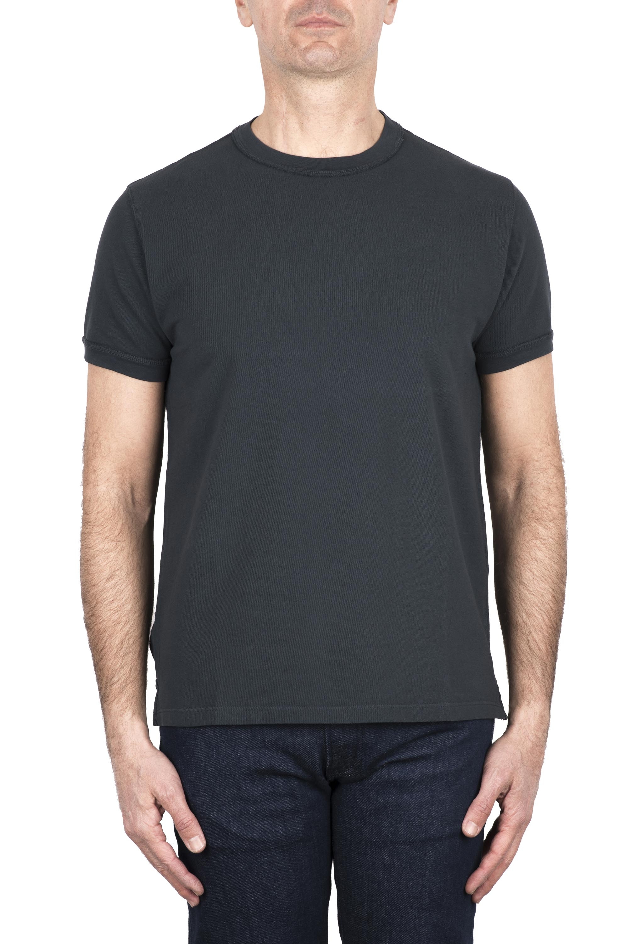 SBU 03316_2021SS T-shirt classique en coton piqué gris plomb 01