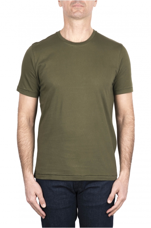 SBU 03324_2021SS Pure cotton round neck t-shirt green 01