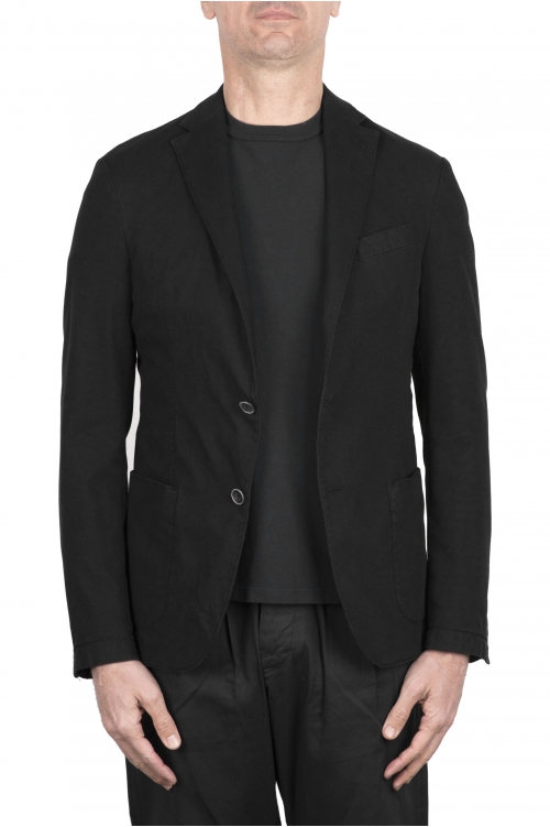 SBU 03342_2021SS Black stretch cotton tailored jacket 01