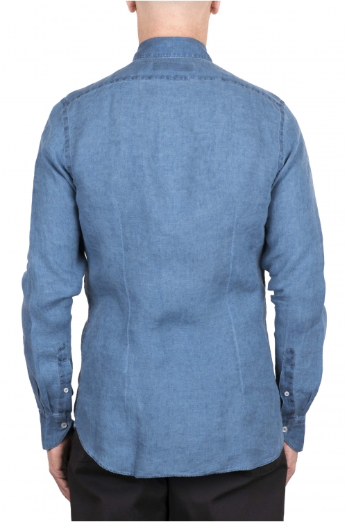 SBU 03352_2021SS Camisa clásica de lino azul índigo 01