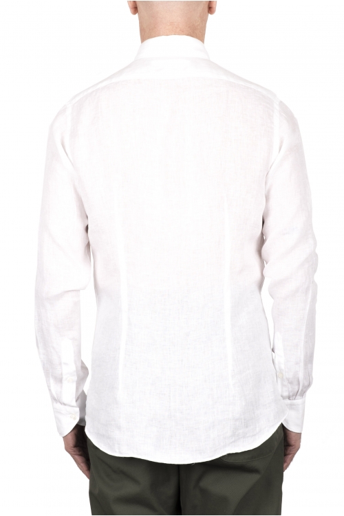 SBU 03353_2021SS Camicia classica in lino bianca 01