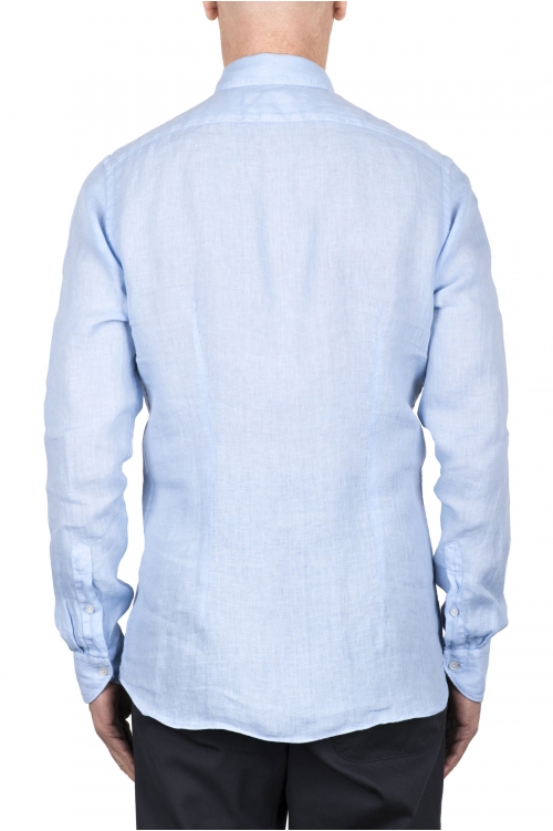 SBU 03355_2021SS Camisa clásica de lino azul claro 01