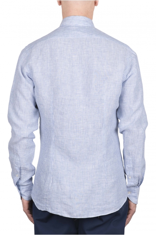 SBU 03357_2021SS Camisa clásica de lino a rayas azules y blancas 01