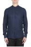 SBU 03364_2021SS Classic mandarin collar blue linen shirt 01