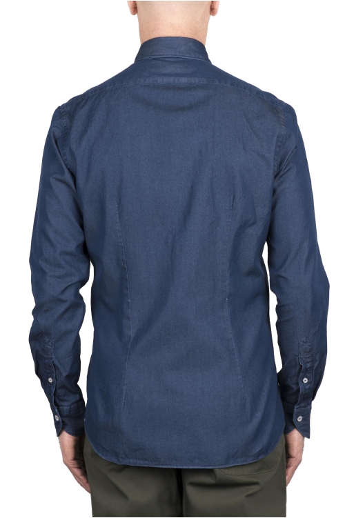 SBU 03368_2021SS Camisa de algodón vaquera azul marino 01